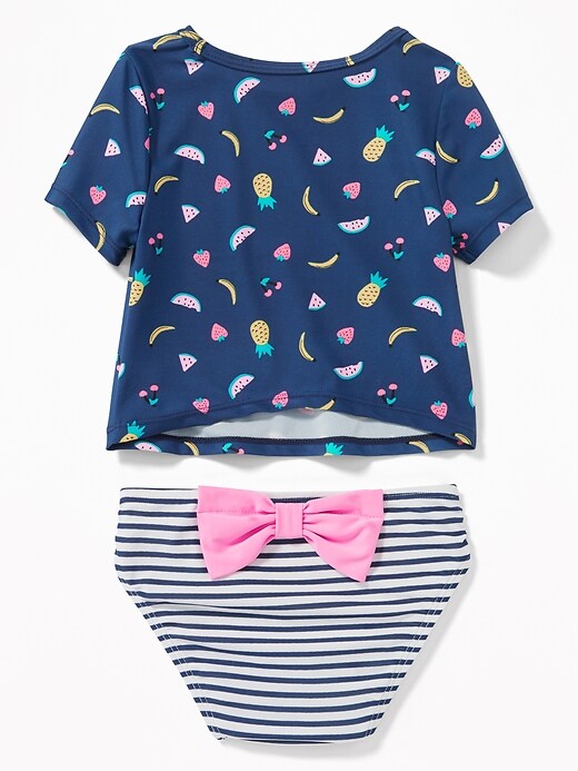 View large product image 2 of 2. Fruit-Print Rashguard & Bow-Tie Bikini Swim Set for Toddler Girls