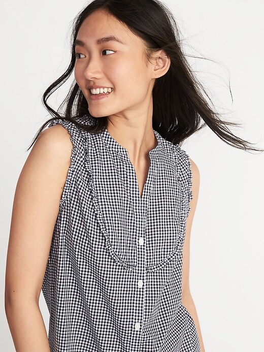 Image number 4 showing, Sleeveless Ruffle-Trim Gingham Top for Women