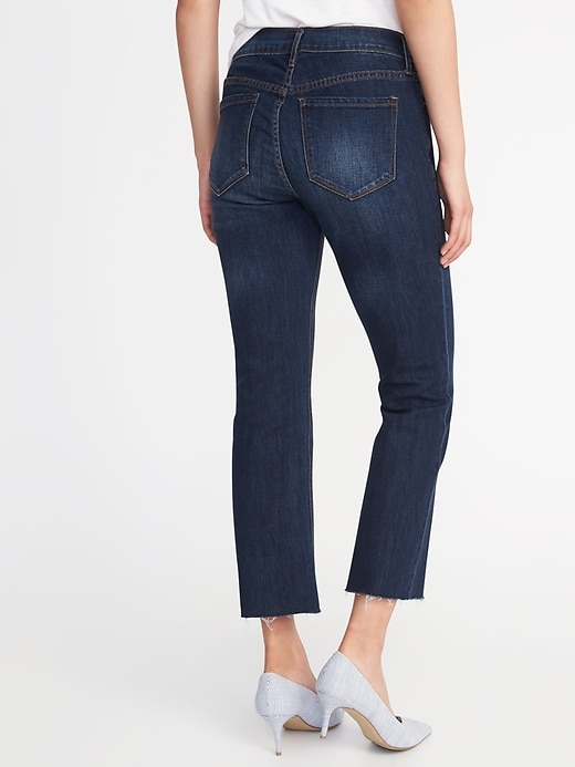 View large product image 2 of 3. Raw-Edge Cropped Flare Ankle Jeans for Women