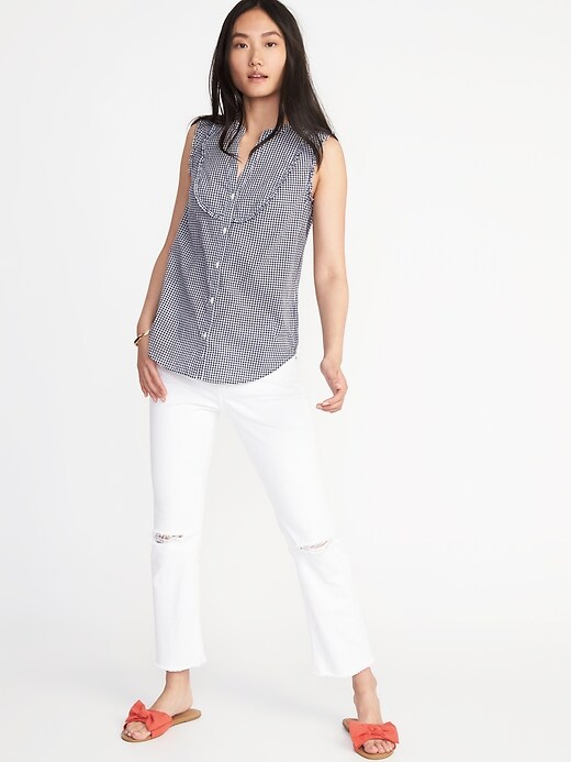 Image number 3 showing, Sleeveless Ruffle-Trim Gingham Top for Women