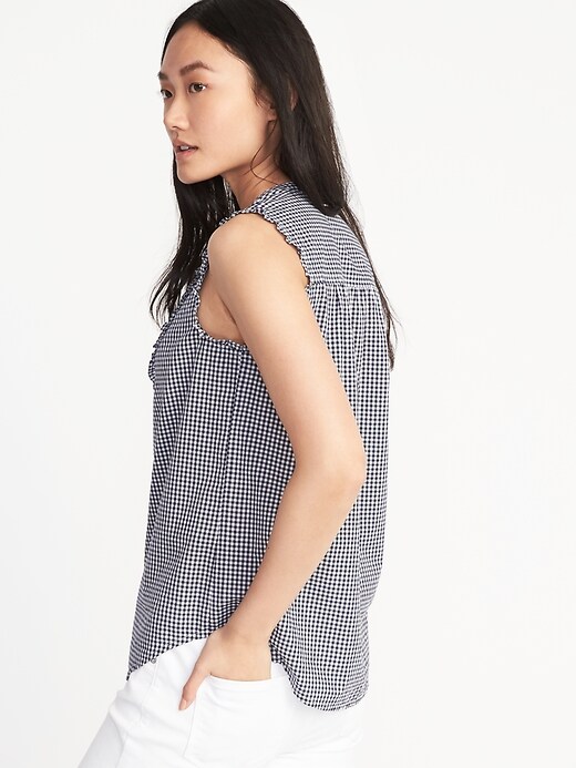Image number 2 showing, Sleeveless Ruffle-Trim Gingham Top for Women
