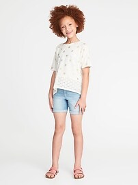 View large product image 3 of 3. Lace-Hem Scoop-Neck Tee for Girls
