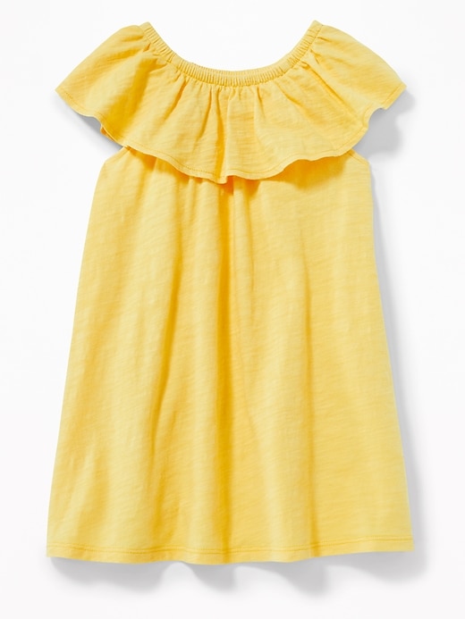 View large product image 2 of 3. Ruffle-Neck Slub-Knit Swing Dress for Toddler Girls