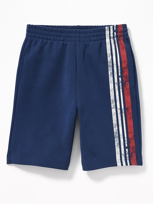 View large product image 1 of 3. Go-Dry Retro-Stripe Fleece Shorts For Boys