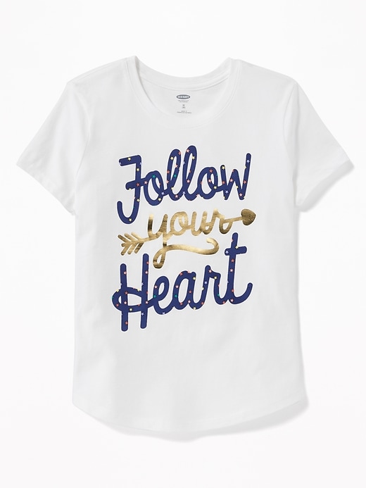 View large product image 1 of 1. Graphic Curved-Hem Tee for Girls