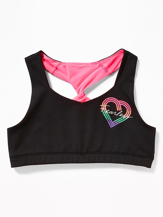 View large product image 1 of 2. Twist-Back Mesh-Trim Sports Bra for Girls