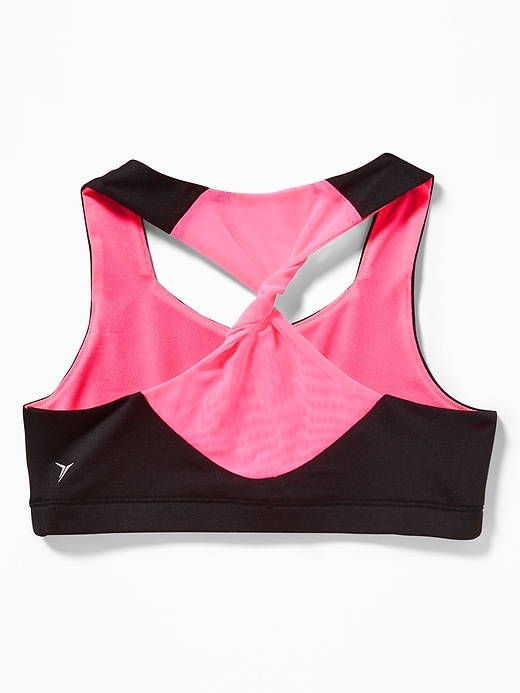 View large product image 2 of 2. Twist-Back Mesh-Trim Sports Bra for Girls