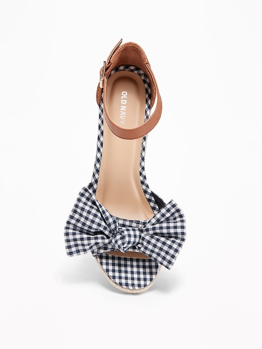 Image number 3 showing, Gingham Bow-Tie Espadrille Wedges for Women