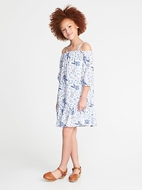 View large product image 3 of 3. Embroidered Off-the-Shoulder Midi Dress for Girls