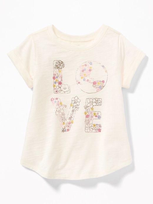 View large product image 1 of 1. Graphic Slub-Knit A-Line Top for Toddler Girls