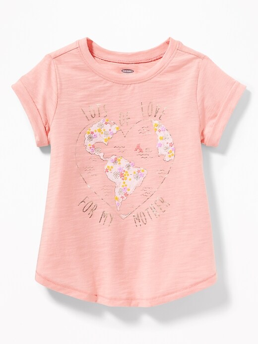 View large product image 1 of 1. Graphic Slub-Knit A-Line Top for Toddler Girls