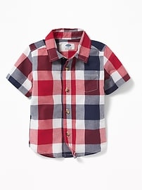 View large product image 4 of 4. Red, White & Blue Plaid Built-In Flex Shirt for Toddler Boiys
