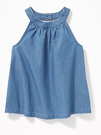 View large product image 4 of 4. High-Neck Chambray Tank for Toddler Girls