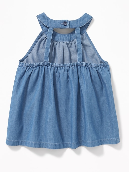 View large product image 2 of 4. High-Neck Chambray Tank for Toddler Girls