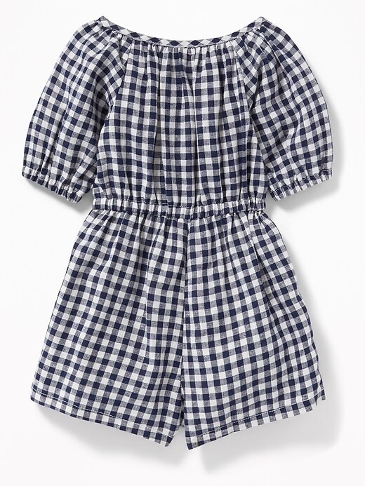 View large product image 2 of 3. Gingham Linen-Blend Romper for Toddler Girls