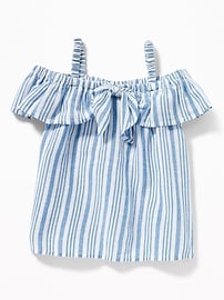 View large product image 4 of 4. Striped Bow-Tie Off-the-Shoulder Top for Toddler Girls