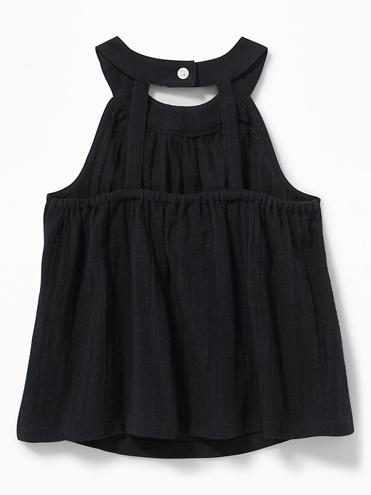 View large product image 2 of 4. High-Neck Slub-Weave Swing Tank for Toddler Girls