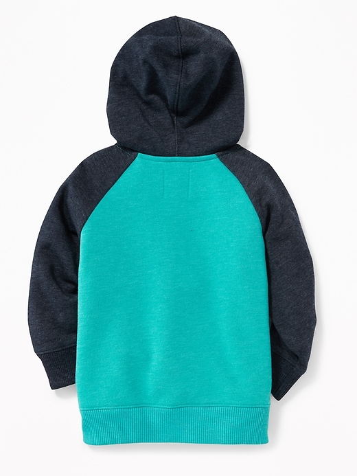 View large product image 2 of 4. Color-Blocked Raglan-Sleeve Zip Hoodie for Toddler Boys