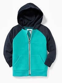 View large product image 4 of 4. Color-Blocked Raglan-Sleeve Zip Hoodie for Toddler Boys