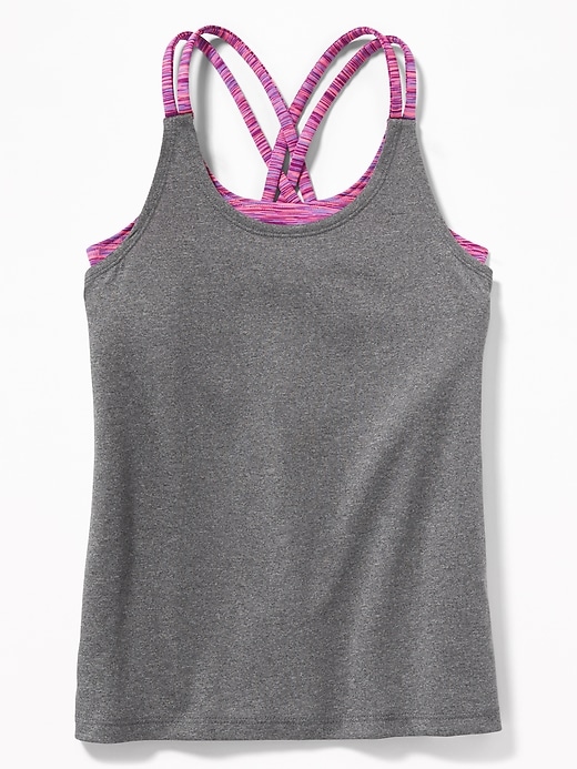View large product image 1 of 3. Relaxed Go-Dry Cool Strappy 2-in-1 Tank for Girls