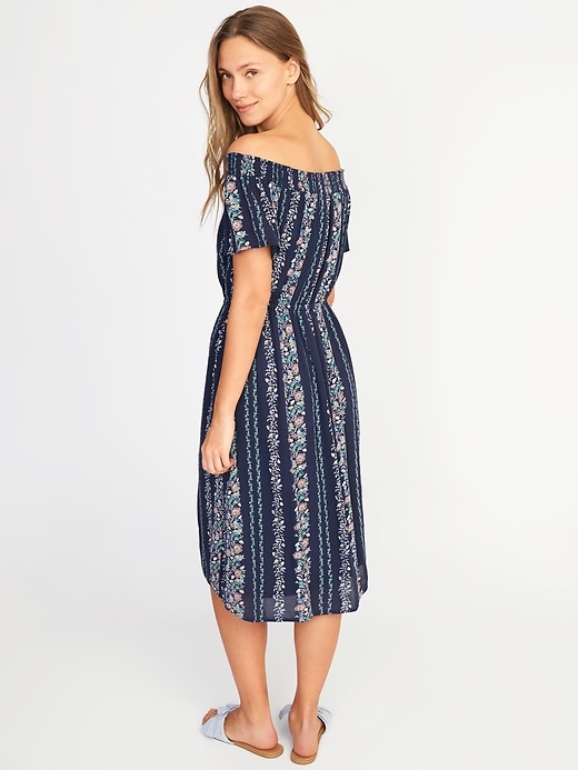 Off-the-Shoulder Waist-Defined Midi Dress for Women | Old Navy