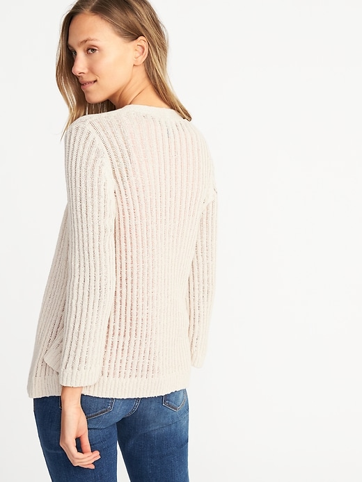 Image number 2 showing, Textured Open-Front Bell-Sleeve Sweater for Women
