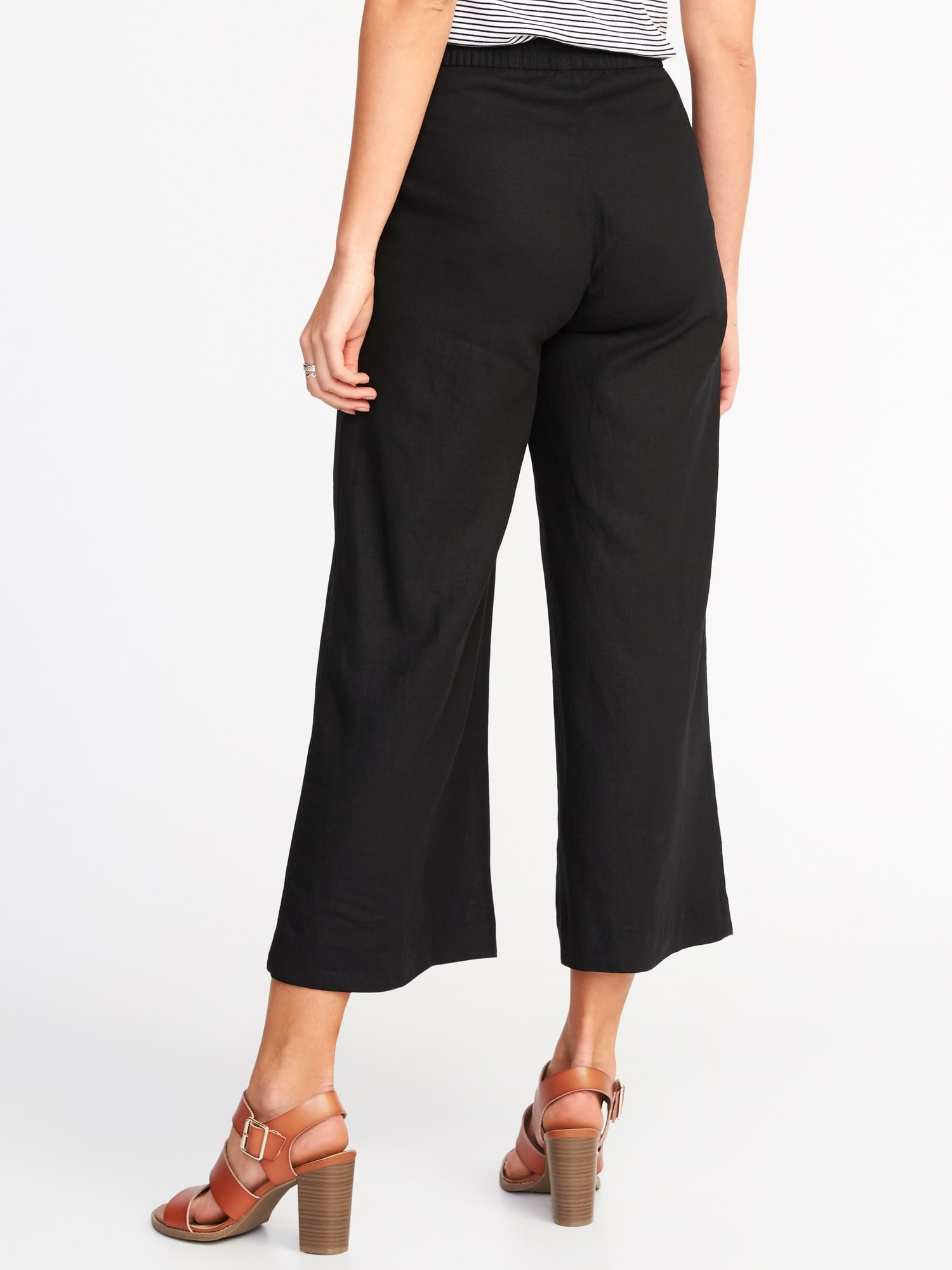 High-Rise Linen-Blend Wide-Leg Cropped Pants for Women | Old Navy