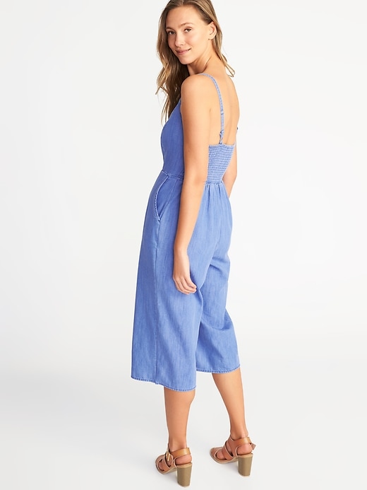 Image number 2 showing, Sleeveless Chambray Cami Jumpsuit for Women
