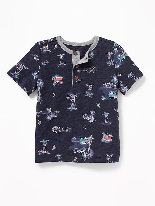 View large product image 1 of 2. Tropical-Print Jersey Henley for Toddler Boys