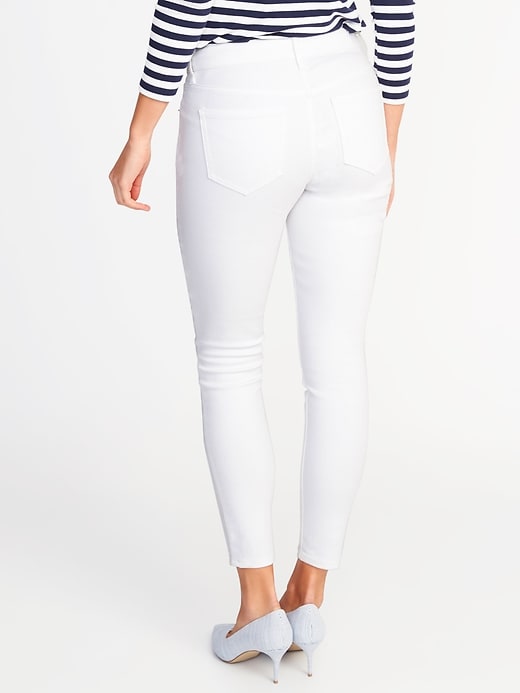 View large product image 2 of 3. Mid-Rise Super Skinny White Ankle Jeans for Women