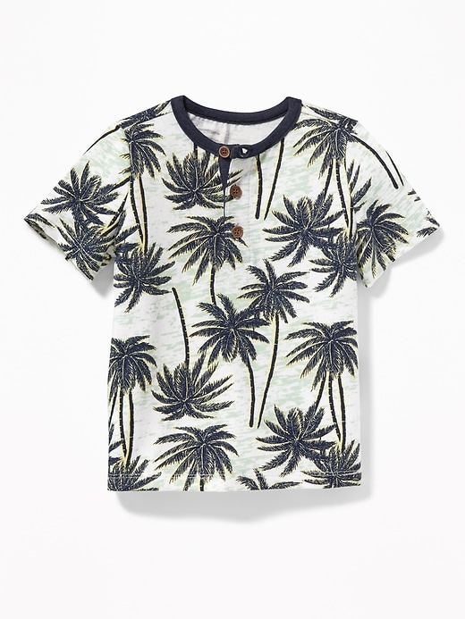 View large product image 1 of 1. Tropical-Print Jersey Henley for Toddler Boys