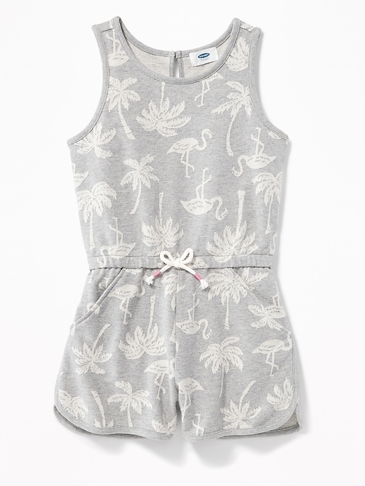 View large product image 1 of 3. Flamingo-Print French Terry Romper for Girls