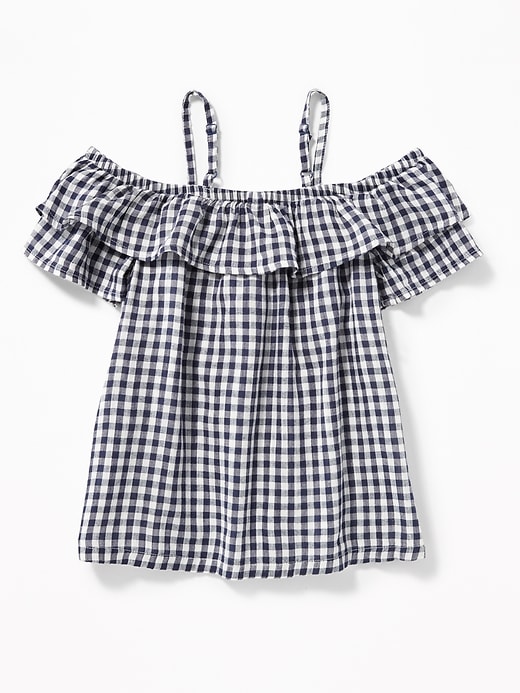 View large product image 2 of 3. Ruffled Slub-Weave Gingham Cami for Girls