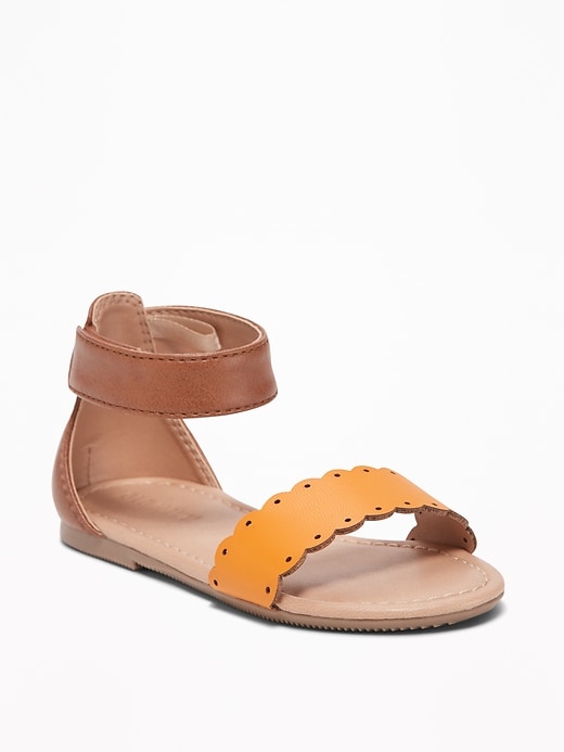 View large product image 1 of 4. Color-Blocked Scalloped-Strap Sandals For Toddler Girls
