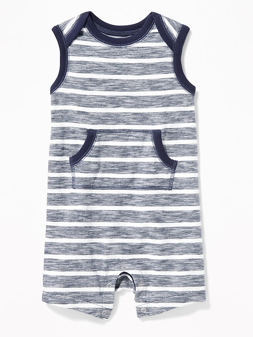 View large product image 1 of 2. Striped Kangaroo-Pocket One-Piece For Baby
