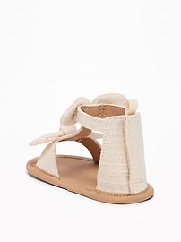 View large product image 3 of 4. Double-Bow Linen Sandals For Baby