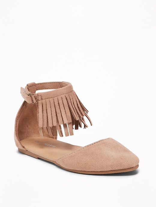 View large product image 1 of 1. Fringed Faux-Suede D'Orsay Flats for Toddler Girls