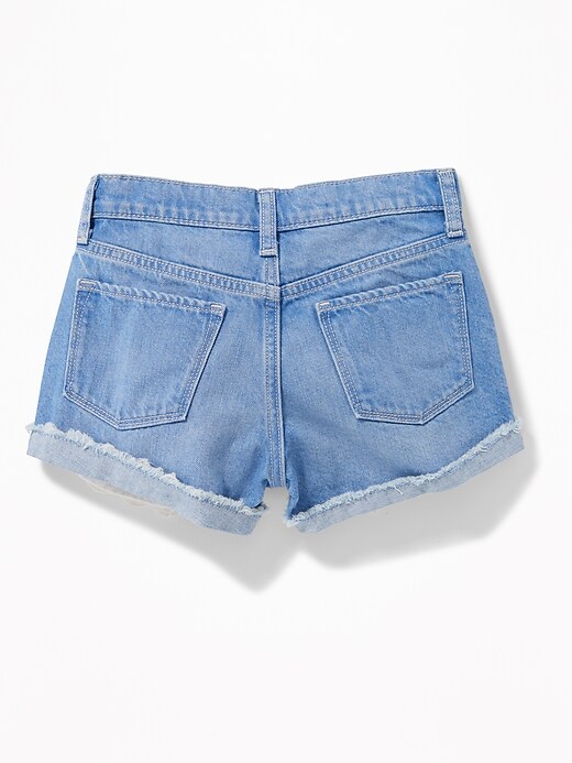 View large product image 2 of 3. Lace-Pocket Denim Cutoffs for Girls