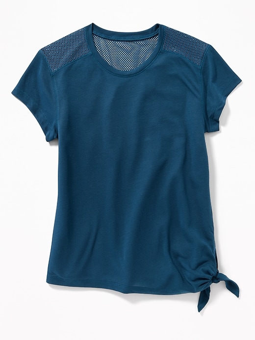 View large product image 1 of 3. Relaxed Side-Tie Mesh-Back Top for Girls