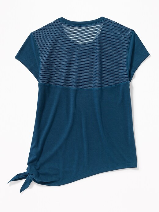 View large product image 2 of 3. Relaxed Side-Tie Mesh-Back Top for Girls