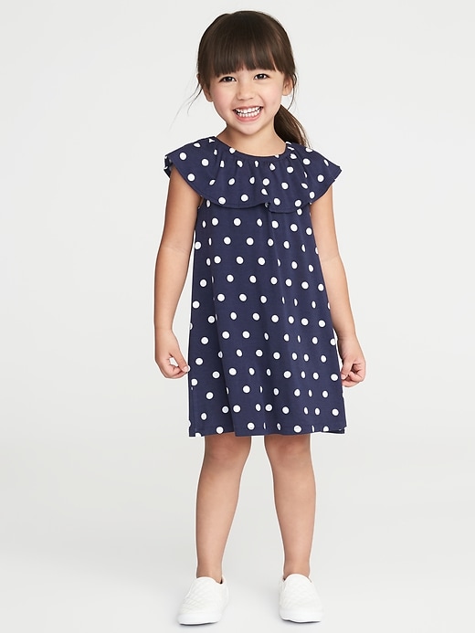 View large product image 1 of 3. Ruffled Polka-Dot Jersey Dress for Toddler Girls
