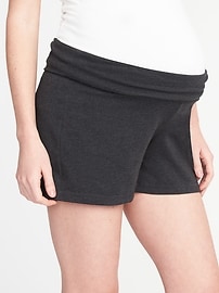 View large product image 3 of 3. Maternity Rollover-Waist Yoga Shorts