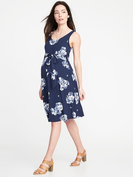 Image number 1 showing, Maternity Sleeveless Side-Tie Dress