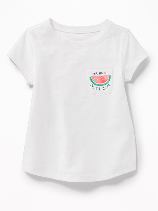 View large product image 1 of 2. Chest-Pocket Graphic Tee for Toddler Girls