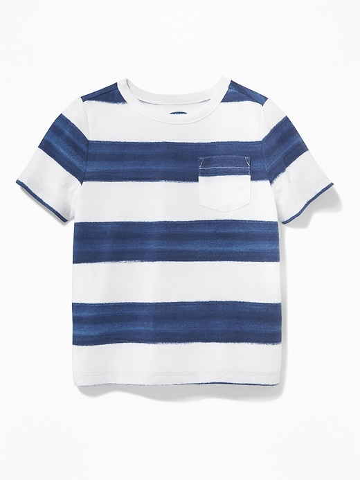 View large product image 1 of 1. Watercolor-Stripe Pocket Tee for Toddler Boys
