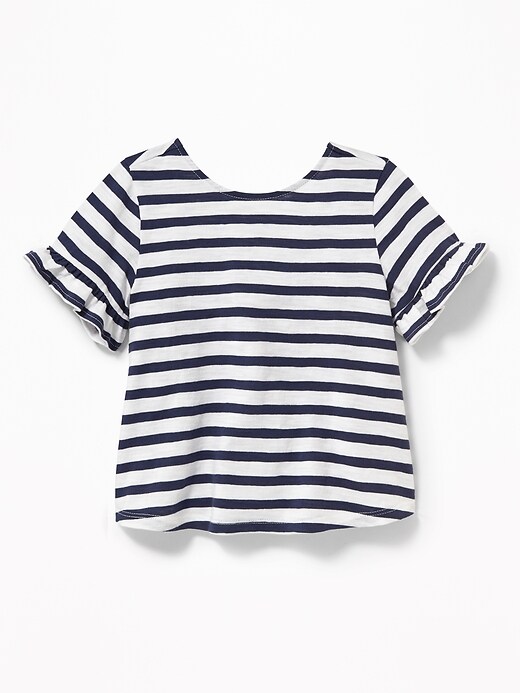 View large product image 1 of 2. Ruffle-Sleeve Slub-Knit Top for Toddler Girls