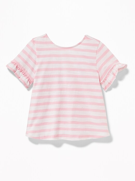View large product image 1 of 1. Ruffle-Sleeve Slub-Knit Top for Toddler Girls