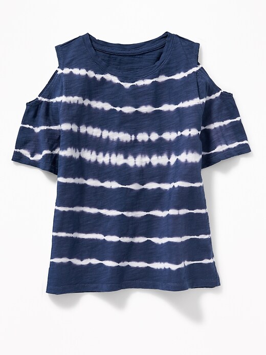 View large product image 1 of 1. Cold-Shoulder Tie-Dye Top for Girls