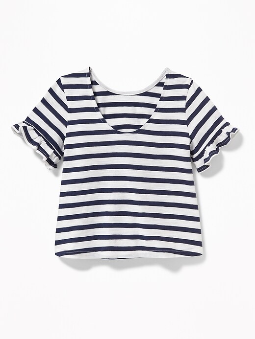 View large product image 2 of 2. Ruffle-Sleeve Slub-Knit Top for Toddler Girls