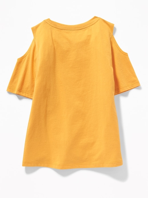 View large product image 2 of 2. "Sunshine On My Mind" Cold-Shoulder Tee for Girls